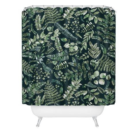 Ninola Design Botanical collection Dark Shower Curtain