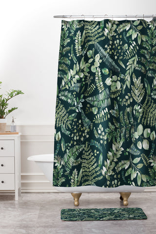Ninola Design Botanical collection Dark Shower Curtain And Mat