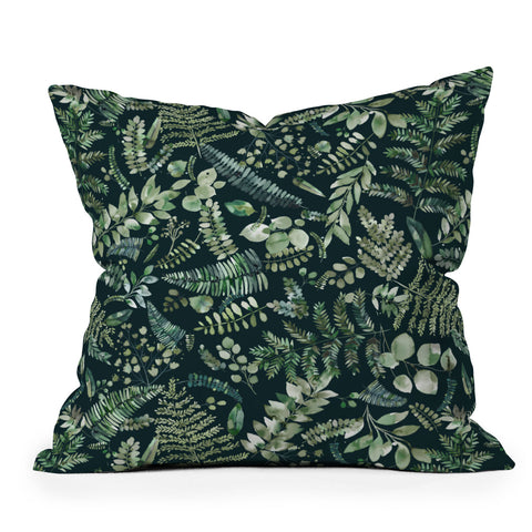 Ninola Design Botanical collection Dark Outdoor Throw Pillow