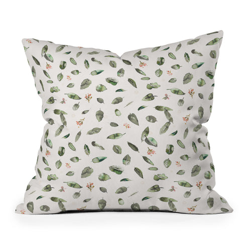 Ninola Design Botanical leaves Green Outdoor Throw Pillow