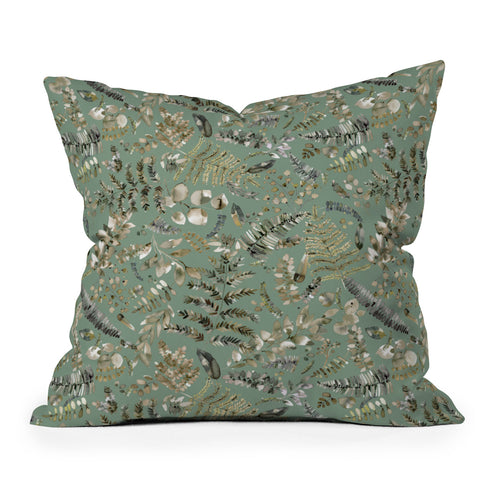 Ninola Design Botanical plants Bio Green Outdoor Throw Pillow
