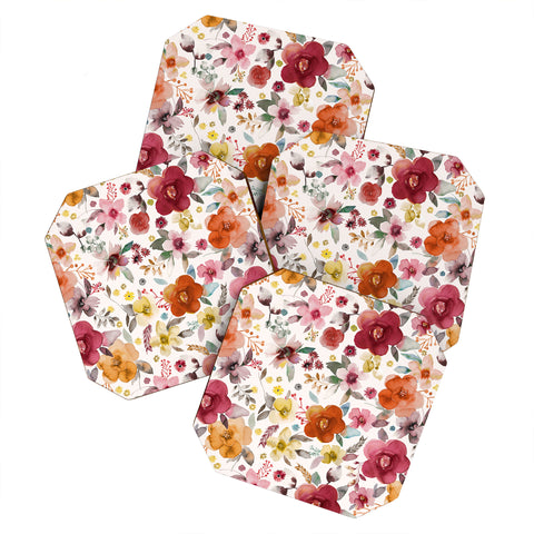 Ninola Design Bountiful Bouquet Countryside Red Coaster Set