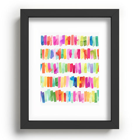 Ninola Design Brushstrokes Colorful Stripes Recessed Framing Rectangle