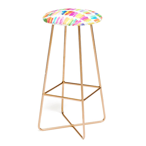Ninola Design Brushstrokes Colorful Stripes Bar Stool