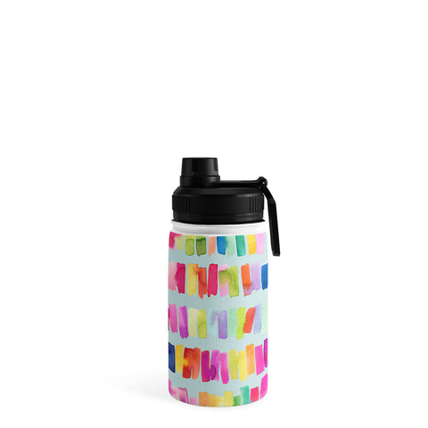 Ninola Design Brushstrokes Colorful Stripes Blue Water Bottle