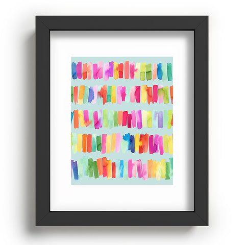 Ninola Design Brushstrokes Colorful Stripes Blue Recessed Framing Rectangle