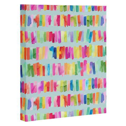 Ninola Design Brushstrokes Colorful Stripes Blue Art Canvas