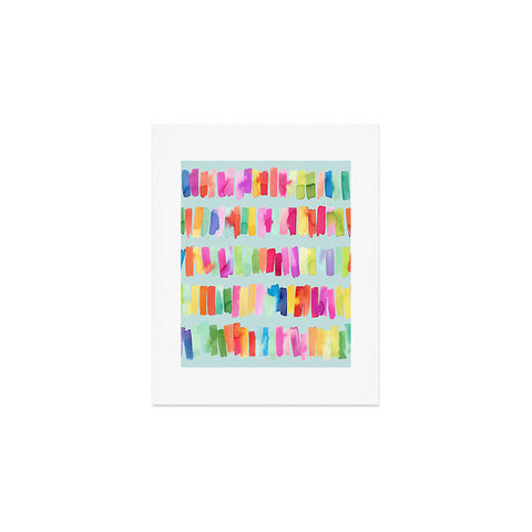 Ninola Design Brushstrokes Colorful Stripes Blue Art Print