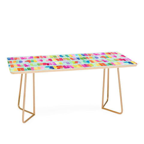Ninola Design Brushstrokes Colorful Stripes Blue Coffee Table