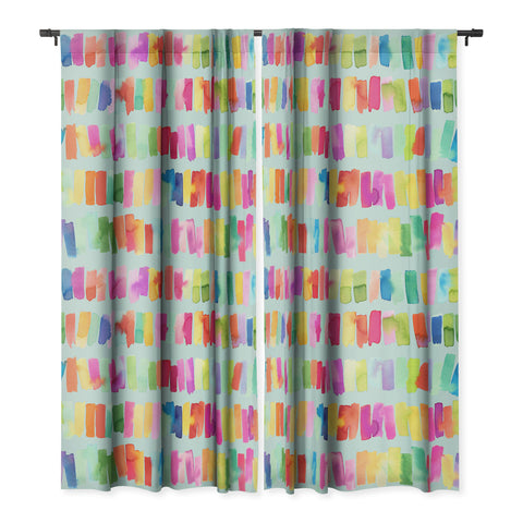 Ninola Design Brushstrokes Colorful Stripes Blue Blackout Non Repeat