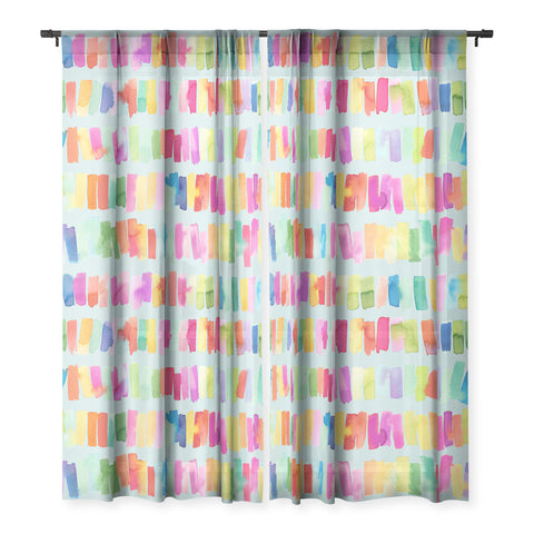 Ninola Design Brushstrokes Colorful Stripes Blue Sheer Non Repeat