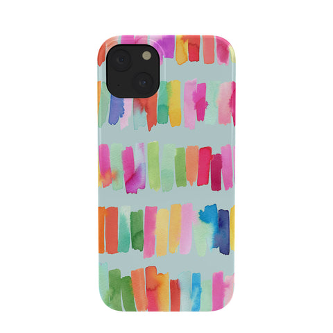 Ninola Design Brushstrokes Colorful Stripes Blue Phone Case
