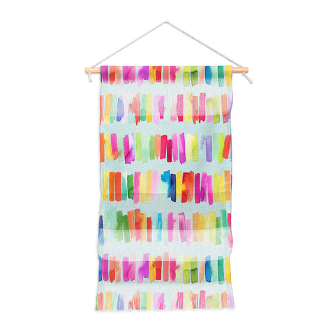 Ninola Design Brushstrokes Colorful Stripes Blue Wall Hanging Portrait