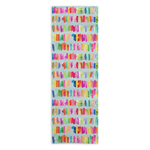 Ninola Design Brushstrokes Colorful Stripes Blue Yoga Towel