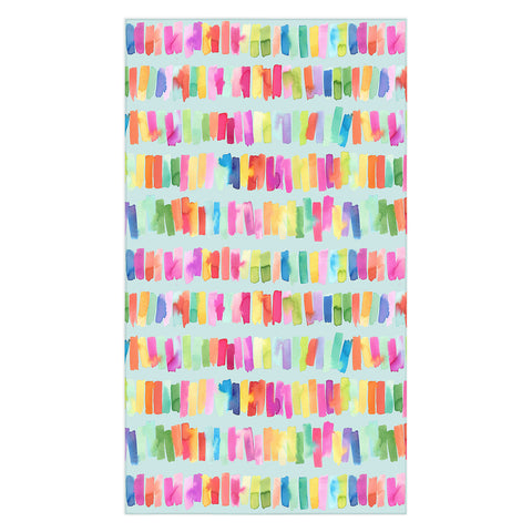Ninola Design Brushstrokes Colorful Stripes Blue Tablecloth