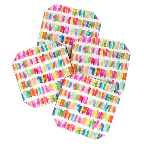 Ninola Design Brushstrokes Colorful Stripes Coaster Set