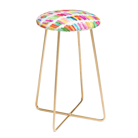 Ninola Design Brushstrokes Colorful Stripes Counter Stool