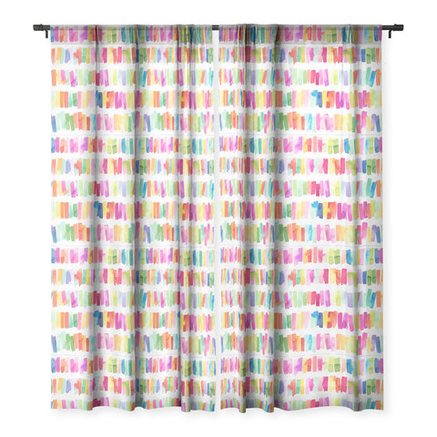Ninola Design Brushstrokes Colorful Stripes Sheer Window Curtain