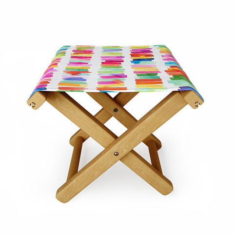 Ninola Design Brushstrokes Colorful Stripes Folding Stool