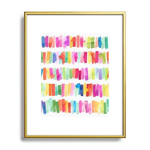 Ninola Design Brushstrokes Colorful Stripes Metal Framed Art Print