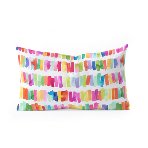 Ninola Design Brushstrokes Colorful Stripes Oblong Throw Pillow