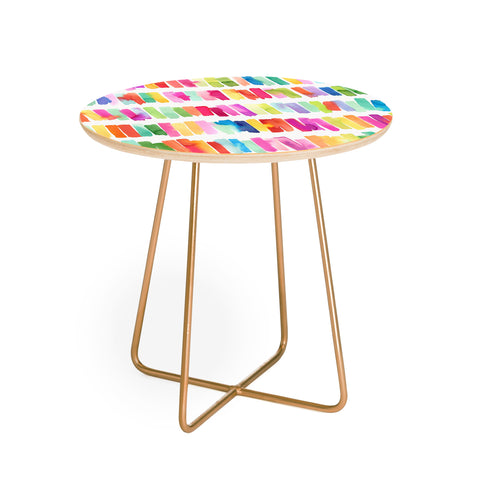 Ninola Design Brushstrokes Colorful Stripes Round Side Table