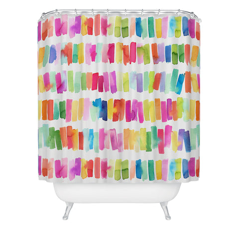 Ninola Design Brushstrokes Colorful Stripes Shower Curtain