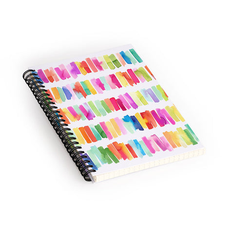 Ninola Design Brushstrokes Colorful Stripes Spiral Notebook