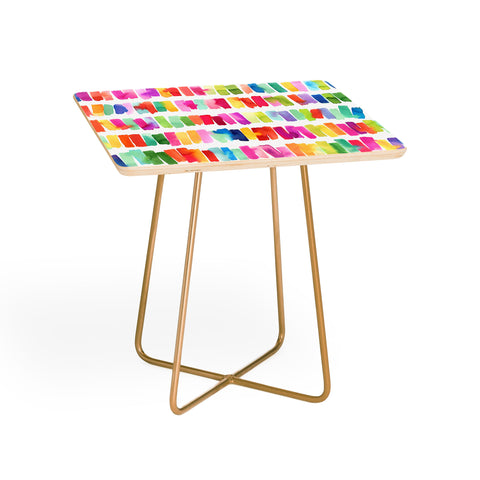 Ninola Design Brushstrokes Colorful Stripes Side Table