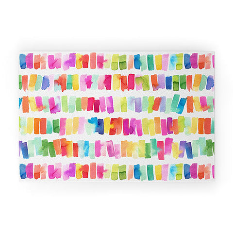 Ninola Design Brushstrokes Colorful Stripes Welcome Mat