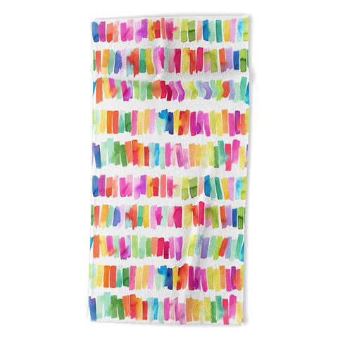 Ninola Design Brushstrokes Colorful Stripes Beach Towel