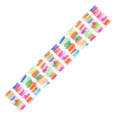 Ninola Design Brushstrokes Colorful Stripes Table Runner