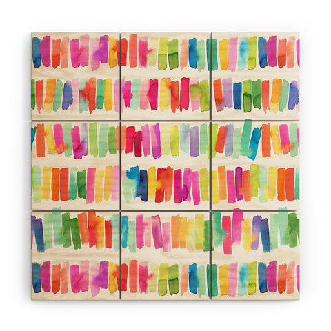 Ninola Design Brushstrokes Colorful Stripes Wood Wall Mural