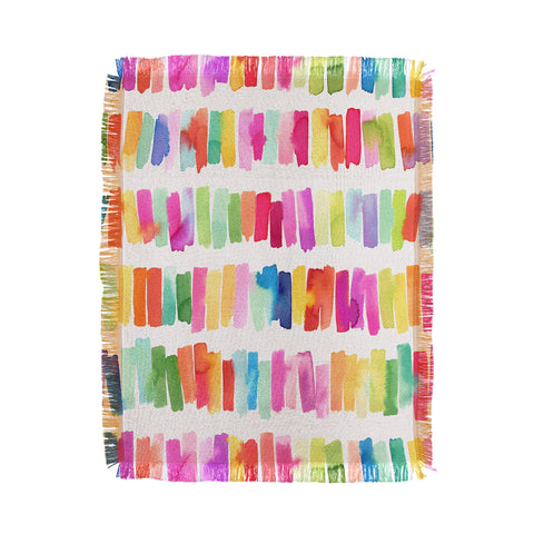 Ninola Design Brushstrokes Colorful Stripes Throw Blanket
