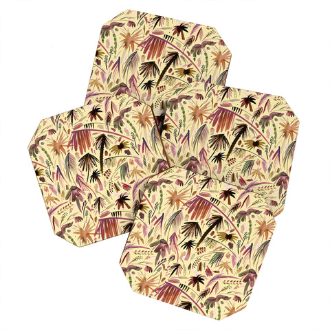 Ninola Design Brushstrokes Palms Terracota Coaster Set