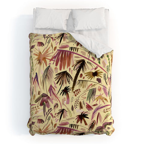 Ninola Design Brushstrokes Palms Terracota Duvet Cover