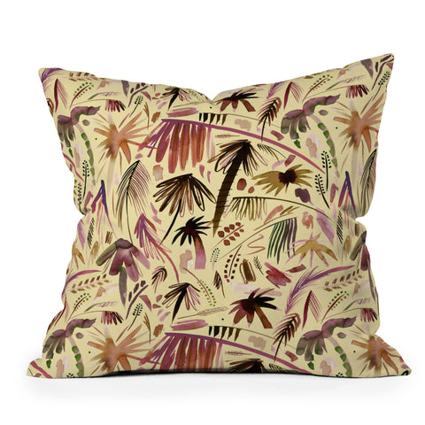 Ninola Design Brushstrokes Palms Terracota Outdoor Throw Pillow