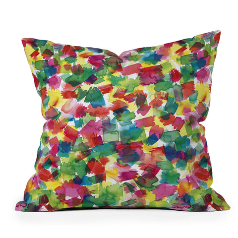 Ninola Design Brushstrokes Spring Colors Outdoor Throw Pillow