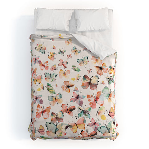 Ninola Design Butterflies watercolor countryside Duvet Cover