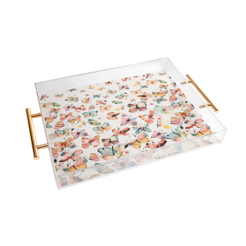 Ninola Design Butterflies watercolor countryside Acrylic Tray