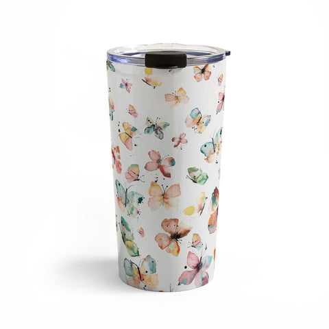 Ninola Design Butterflies watercolor gradation countryside Travel Mug