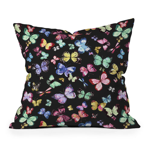 Ninola Design Butterflies Wings Eclectic colors Outdoor Throw Pillow