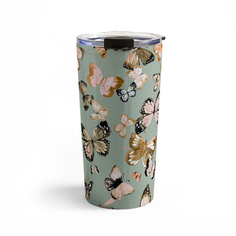 Ninola Design Butterflies wings Gold green Travel Mug