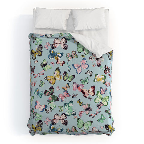 Ninola Design Butterflies wings Sky blue Duvet Cover