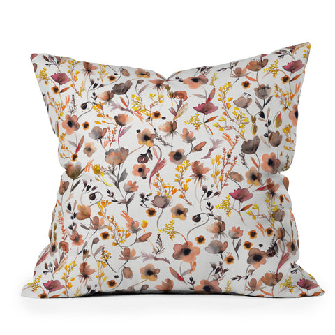 Ninola Design Camomile Floral Gold Outdoor Throw Pillow