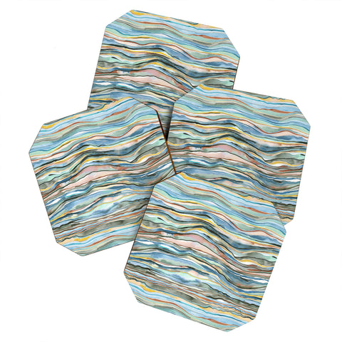 Ninola Design Canyon mountains landscape Aqua Coaster Set