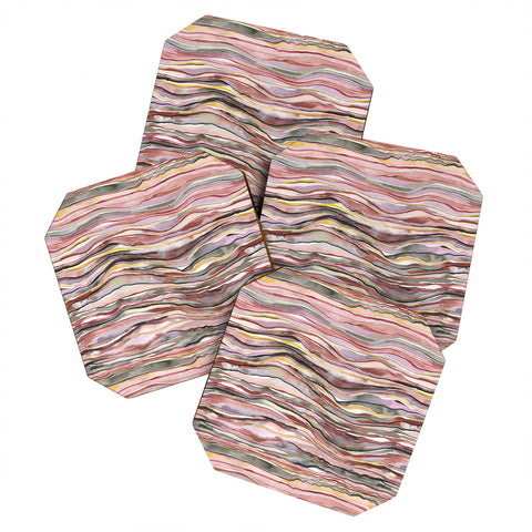 Ninola Design Canyon mountains landscape Red Coaster Set