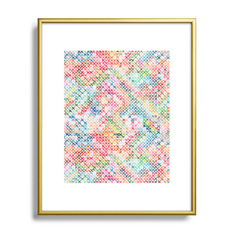 Ninola Design Charming Nostalgia Crosstitch Multicolored Metal Framed Art Print