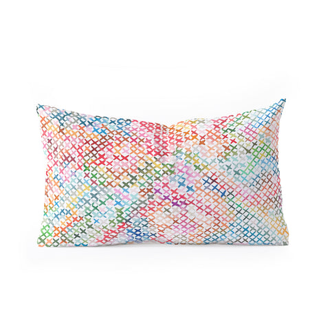 Ninola Design Charming Nostalgia Crosstitch Multicolored Oblong Throw Pillow