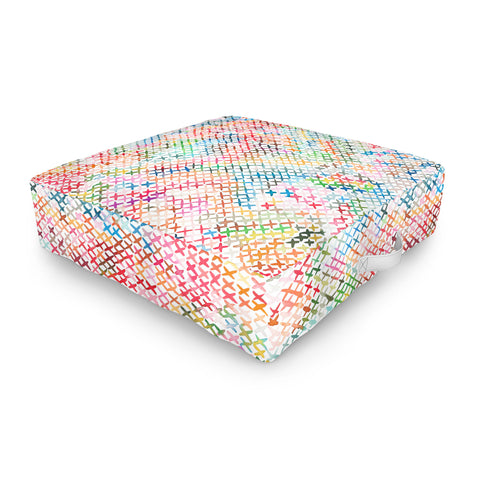 Ninola Design Charming Nostalgia Crosstitch Multicolored Outdoor Floor Cushion